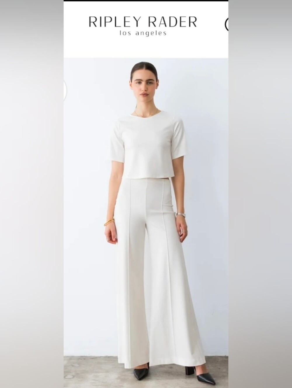 NWT/ Ripley Rader Off-White Ponte Knit Long Wide Leg Pant( Size SMALL( 3) SIZE M